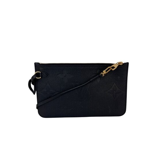 LOUIS VUITTON Pochette Black Leather Giant Monogram Crossbody from Neverfull - Picture 1 of 11